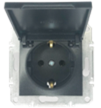 Picture of SCHUKO SINGLE SOCKET 2P+E (s-earth) LID ANTHRACITE