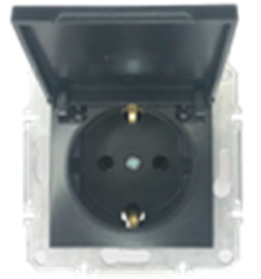 Picture of SCHUKO SINGLE SOCKET 2P+E (s-earth) LID ANTHRACITE