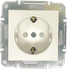 Picture of SCHUKO SINGLE SOCKET 2P+E (s-earth) SHUTTERS PEARL WHITE