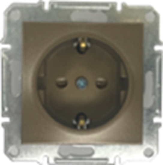 Picture of SCHUKO SINGLE SOCKET 2P+E (s-earth) SHUTTERS BRONZE