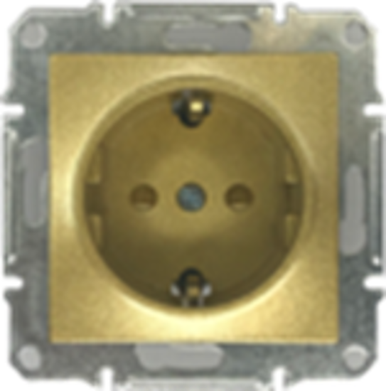 Picture of SCHUKO SINGLE SOCKET 2P+E (s-earth) SHUTTERS GOLD