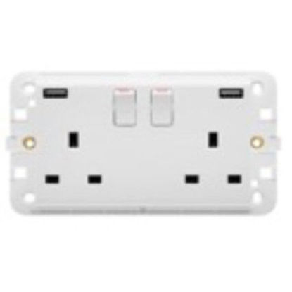 Picture of TWIN SWITCHED SOCKET 13A WITH USB WHITE