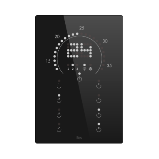 Slika Vertical touch panel thermostat - Circular LED indicator - Basic black